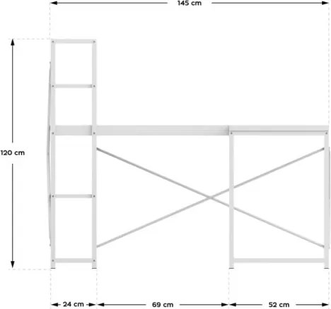 Rohový pracovný stôl s policami Leader 5.9 biely