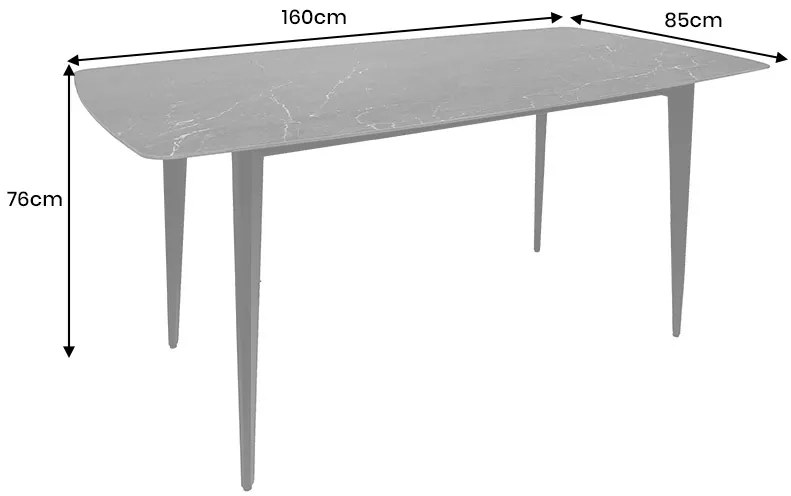 Keramický jedálenský stôl Garold 160 cm antracitový