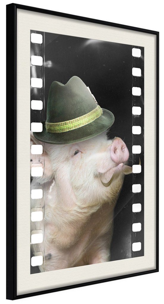 Artgeist Plagát - Pig with Mustache [Poster] Veľkosť: 30x45, Verzia: Čierny rám