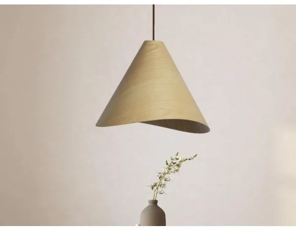 Drevený luster na lane 1xE27/60W/230V pr. 45 cm masív/dub/kaučukovník