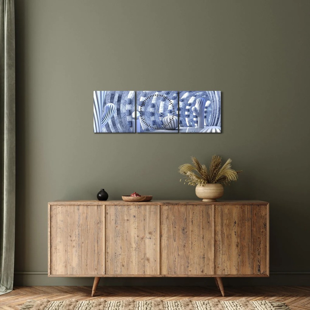 Obraz - 3D abstrakcia (s hodinami) (90x30 cm)