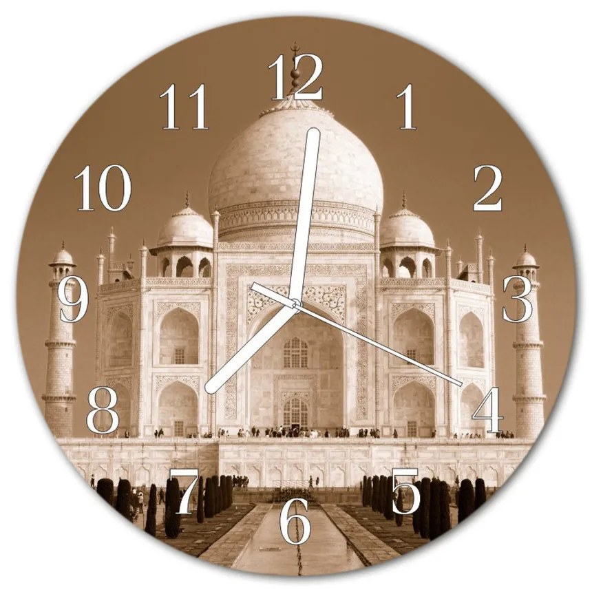 Sklenené hodiny okrúhle Taj mahal fi 30 cm