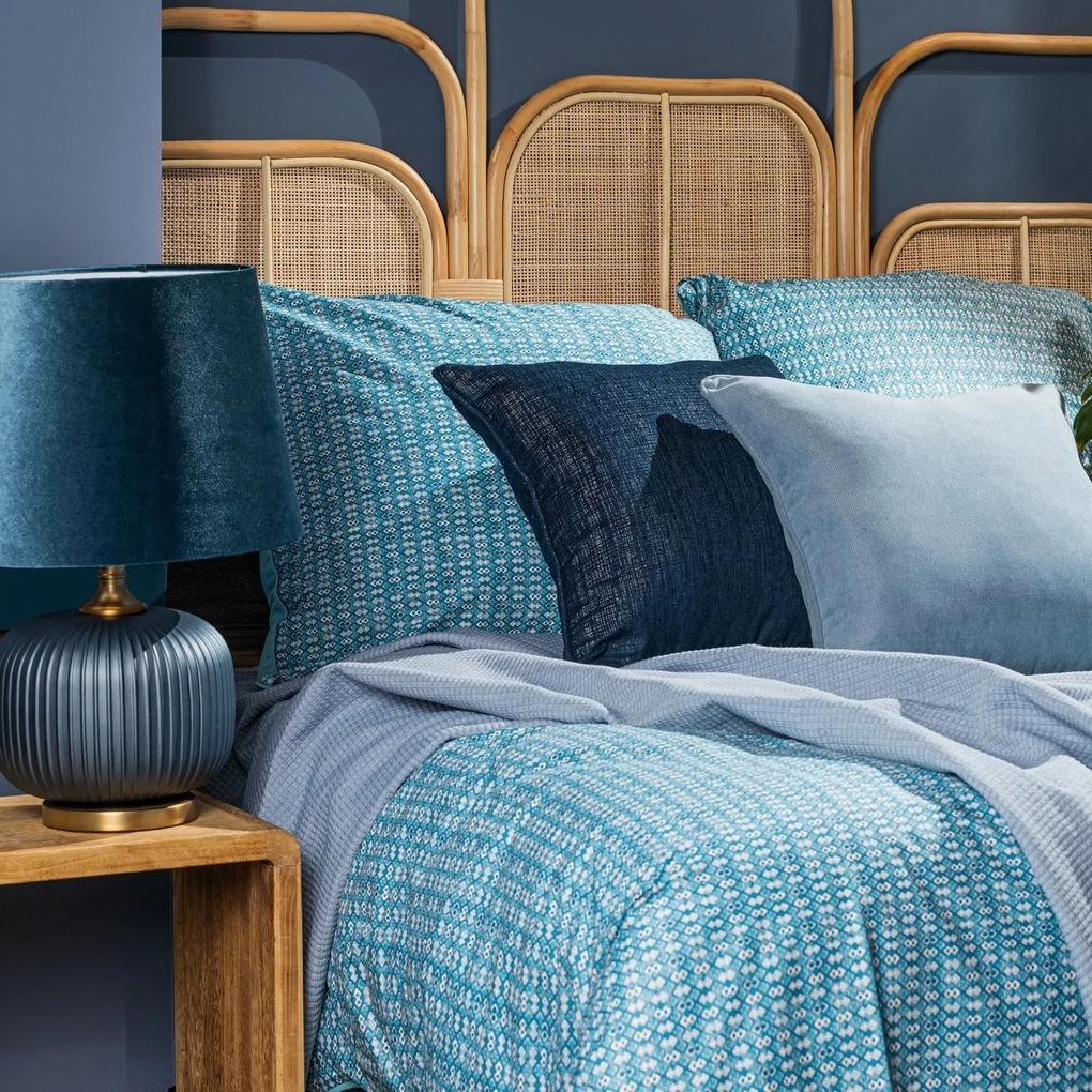 Bavlnená posteľná súprava v modrej farbe PALERMO s drobnými geometrickými vzormi