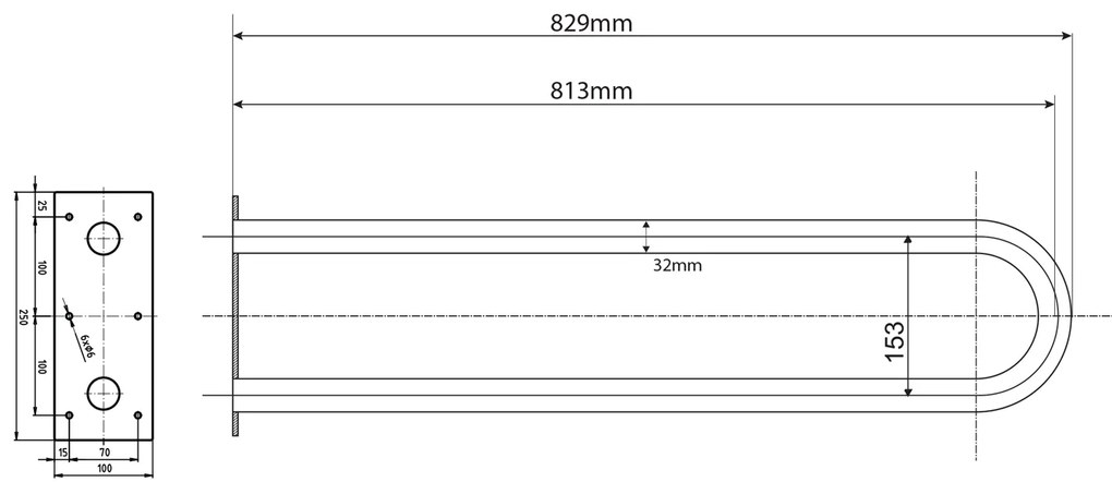 Sapho Sapho, HANDICAP oporné madlo tvar U 813mm, nerez lesk, XH540