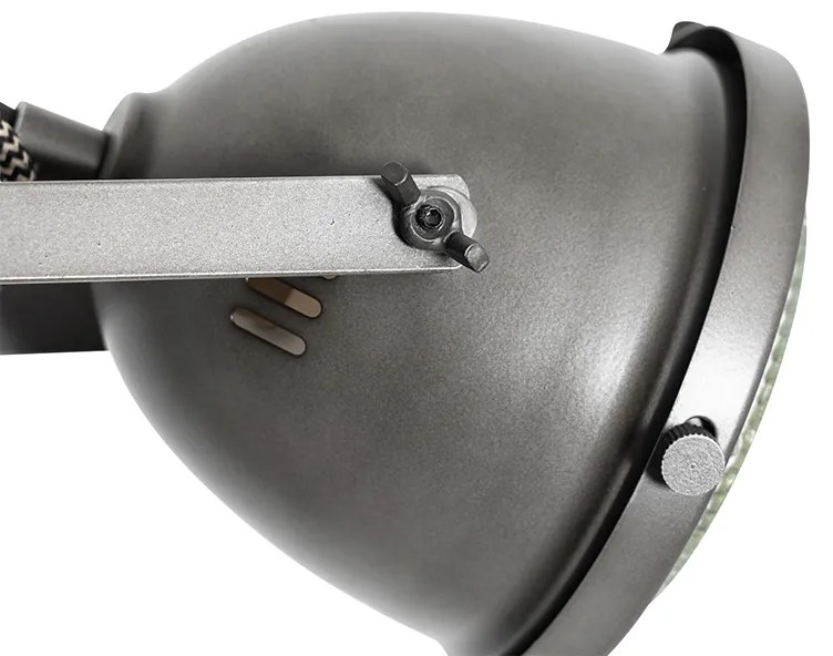 Priemyselná stojaca lampa oceľ s drevom 2-svetlá - Emado