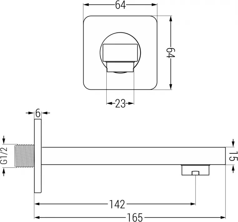 Mexen CUBE, podomietkové vaňové rameno 16cm, čierna, 79370-70