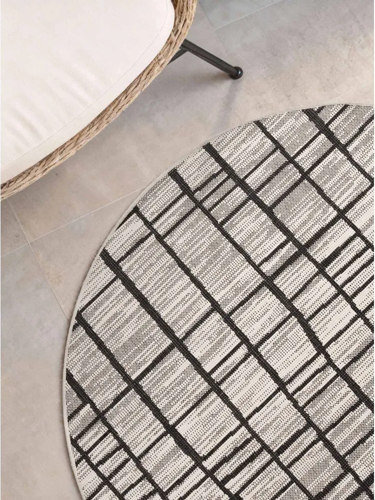 Čierny/krémovobiely okrúhly vnútorný a vonkajší koberec ø 160 cm Haringey Crouch – Ted Baker