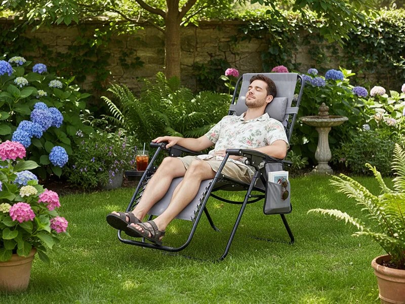 CH Záhradné skladacie relaxačné kreslo Zero II - sivá