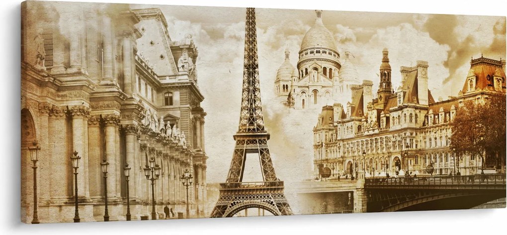 Obraz - Parížske pamiatky (120x50 cm)