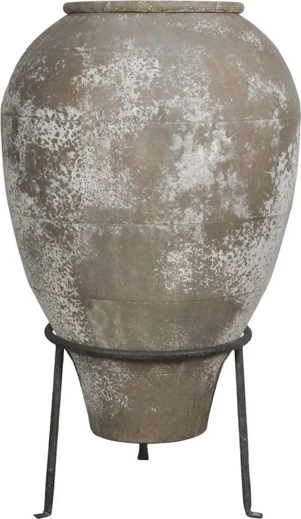 Květináč s podstavcem z bílého a krémového železa – Ø49*85 cm