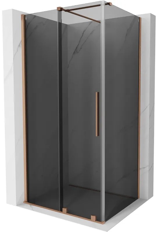 Mexen Velar, sprchový kút s posuvnými dverami 110 x 85 cm, 8mm šedé sklo, medená matná, 871-110-085-41-65