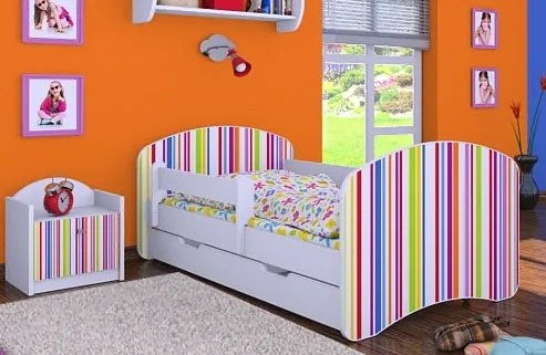 MAXMAX Detská posteľ so zásuvkou 140x70 PRÚŽKY