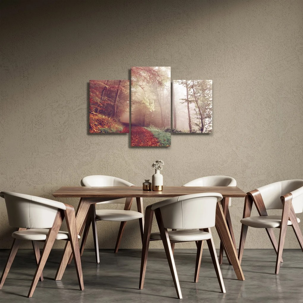 Obraz - Jesenná prechádzka lesom (90x60 cm)