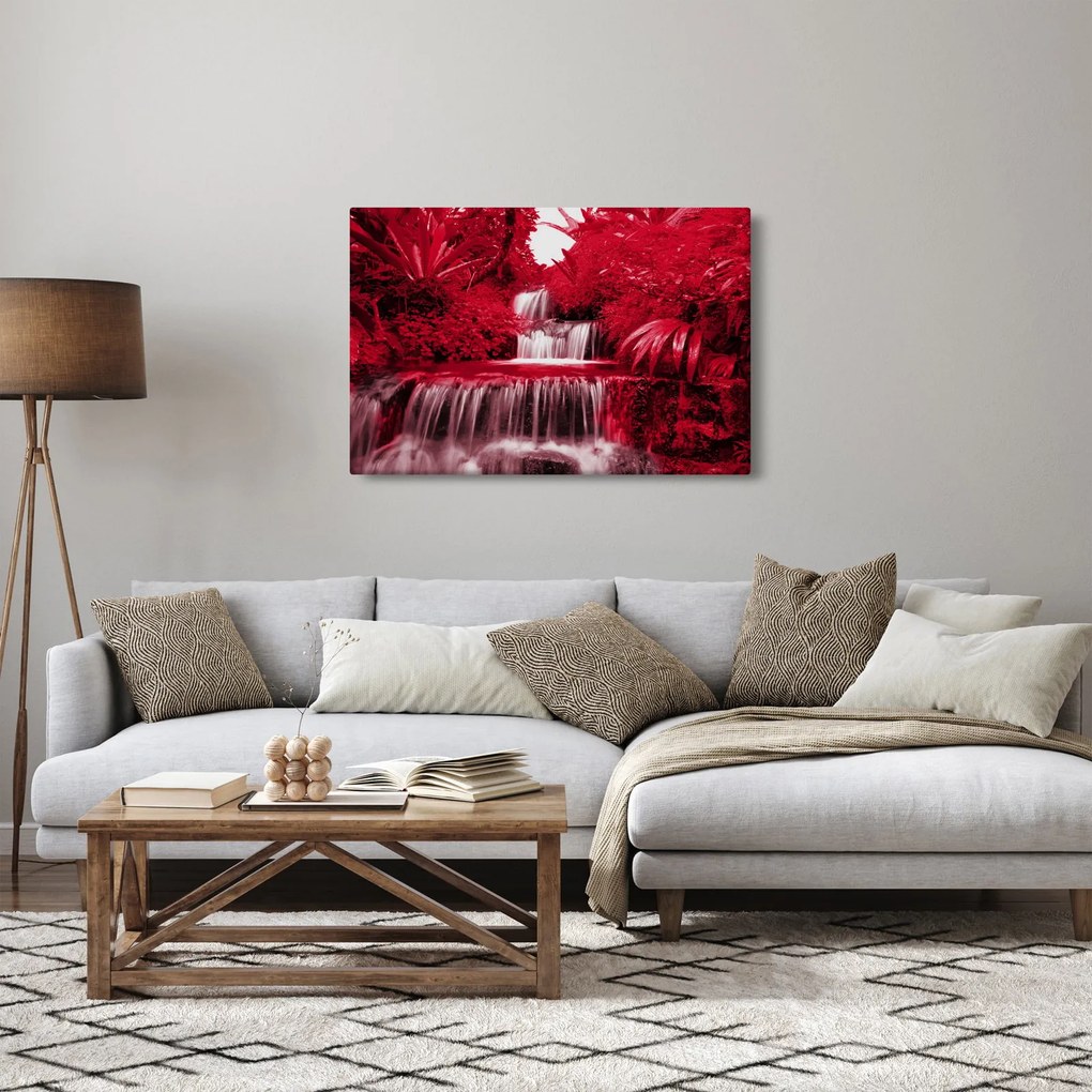 Obraz - Indonézske vodopády v červenej (90x60 cm)