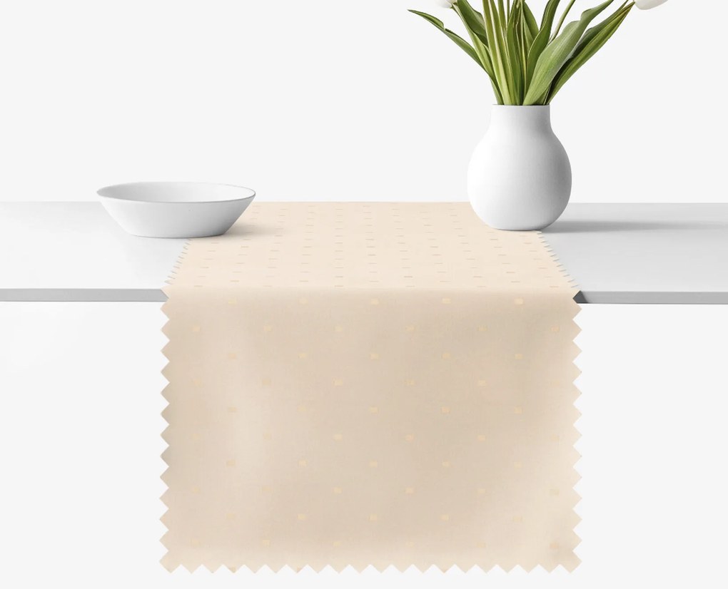 Goldea sviatočný behúň na stôl teflónový - šampaň s lesklými obdĺžnikmi 35x120 cm
