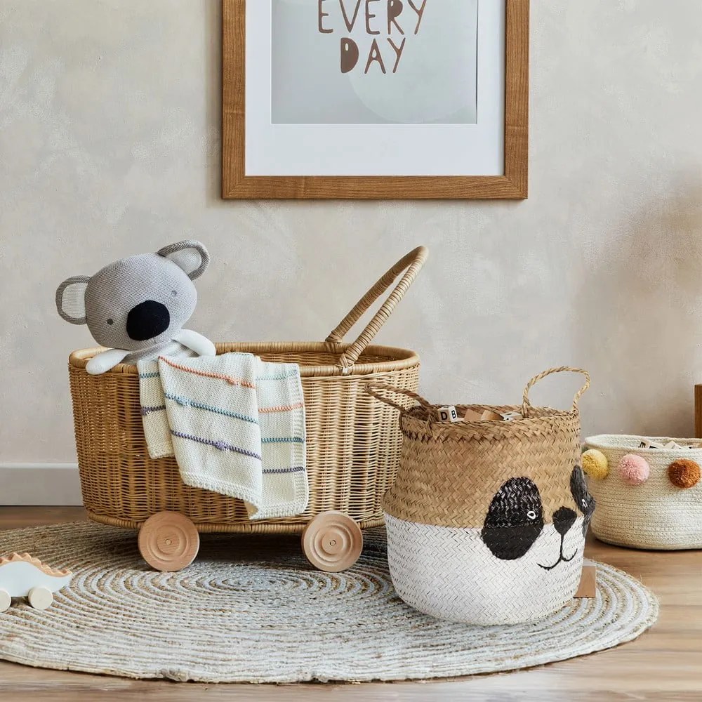 Detský kôš na hračky z morskej trávy v bielo-prírodnej farbe ø 25x24 cm Panda – Compactor