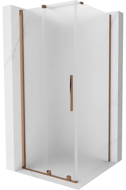Mexen Velar, sprchový kút s posuvnými dverami 120 x 120 cm, 8mm sklo námraza, ružové zlato, 871-120-120-31-55
