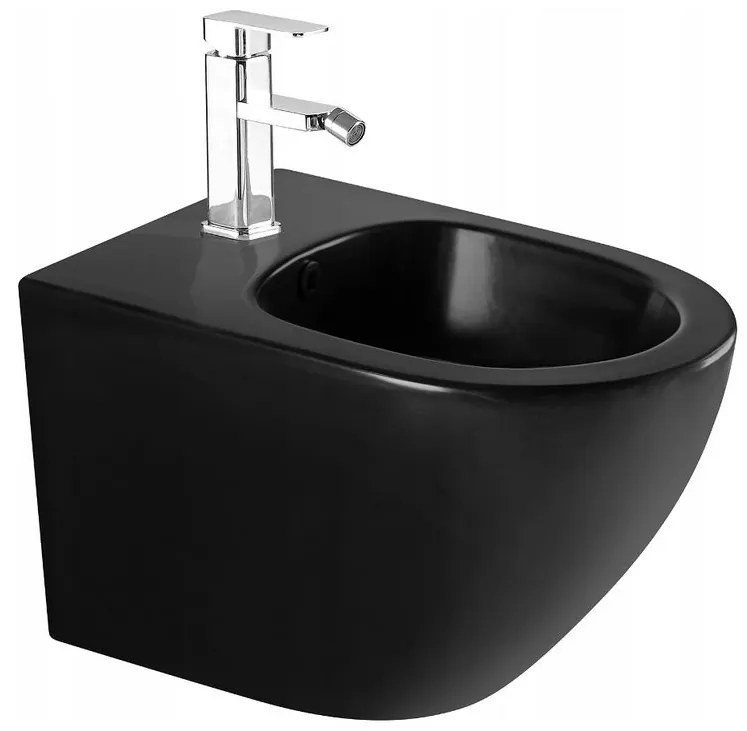 Mexen LENA Rimless misa závesná so sedátkom + závesný bidet, 48 x 36 cm, čierna, 35224885 + 30220185