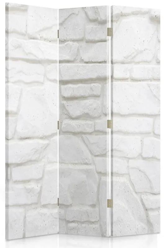 Ozdobný paraván Bílá zeď - 110x170 cm, trojdielny, klasický paraván