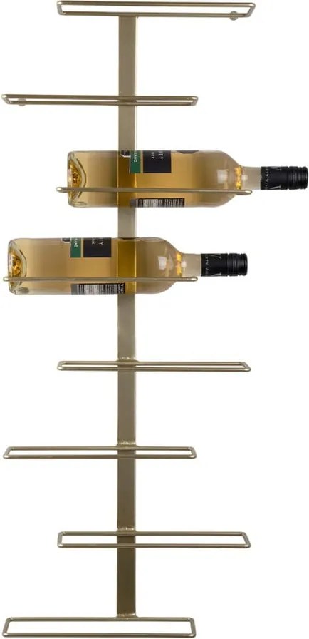 Nástenný kovový regál na víno v zlatej farbe počet fliaš 8 Float – PT LIVING