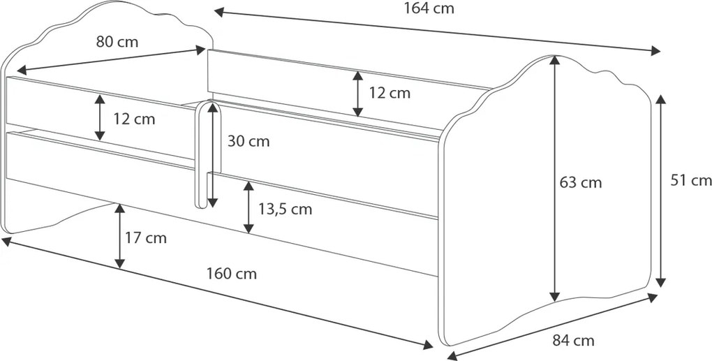 Detská posteľ s matracom Camos B 80x160 cm - biela