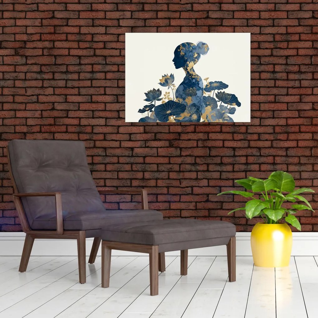 Sklenený obraz - Mramorový profil ženy (70x50 cm)