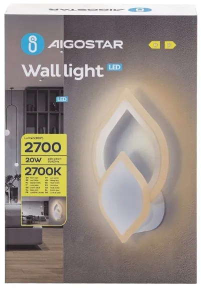 Aigostar - LED Nástenné svietidlo LED/20W/230V 2700K biela