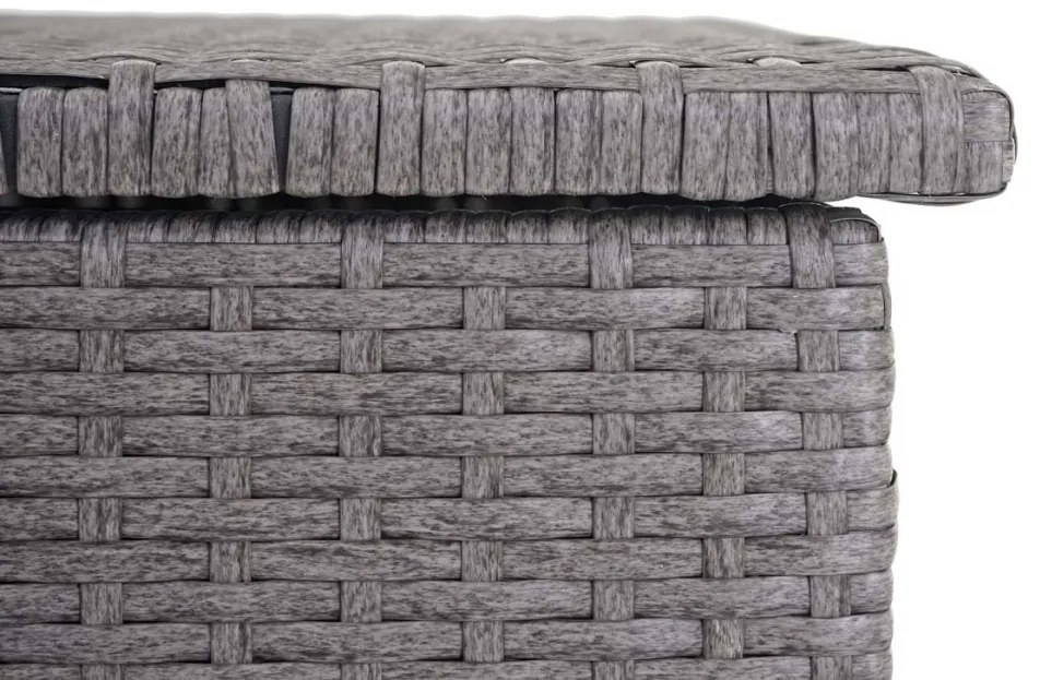 Polyratanový záhradný úložný box HWC-D88 - základná sivá, 51x115x59cm 250l