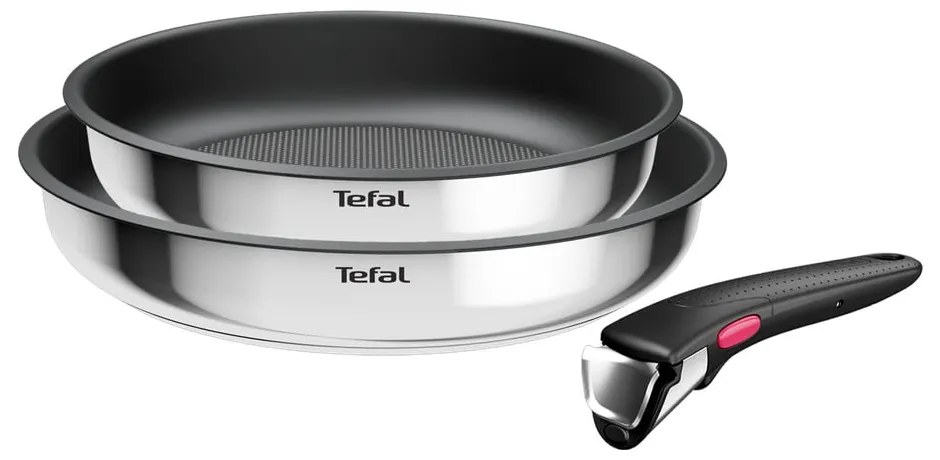Nerezové panvice v súprave 2 ks s nepriľnavým povrchom/s odnímateľnou rukoväťou ø 26 cm INGENIO Cook Eat L8813S75 – Tefal