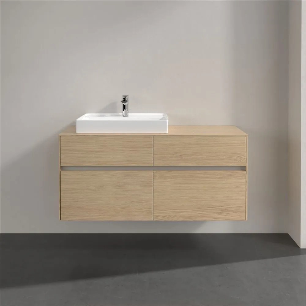 VILLEROY &amp; BOCH Collaro závesná skrinka pod umývadlo na dosku (umývadlo vľavo), 4 zásuvky, 1200 x 500 x 548 mm, Nordic Oak, C08200VJ