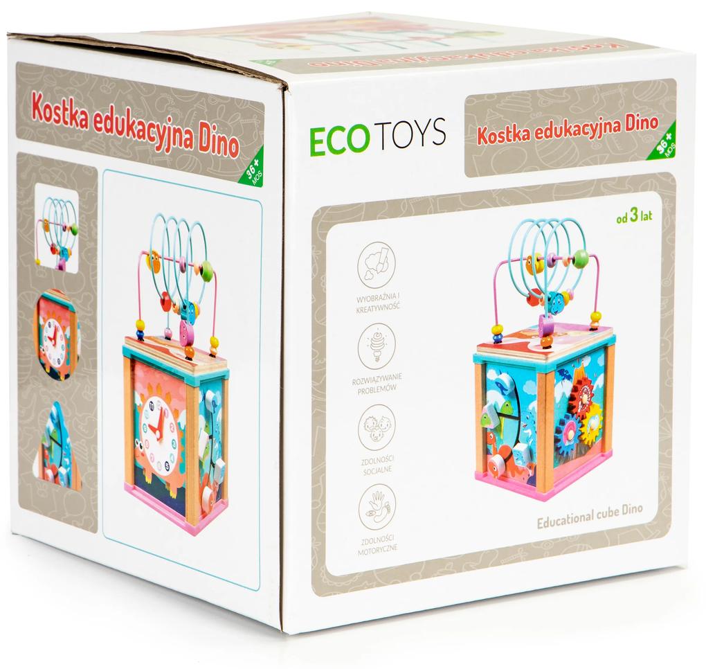 EcoToys Drevená edukačná kocka na vkladanie