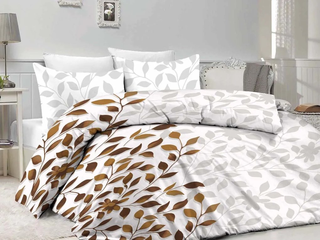 XPOSE® Bavlnené obliečky IVANKA na dve postele - hnedé