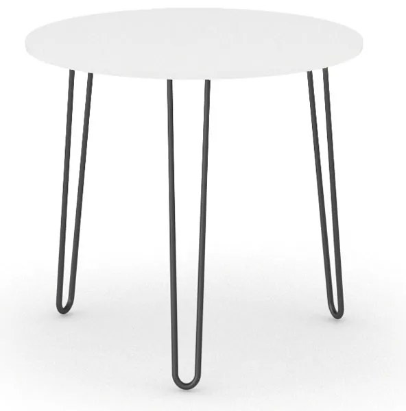 Okrúhly jedálenský stôl SPIDER, priemer 80 cm, čierna podnož, biela