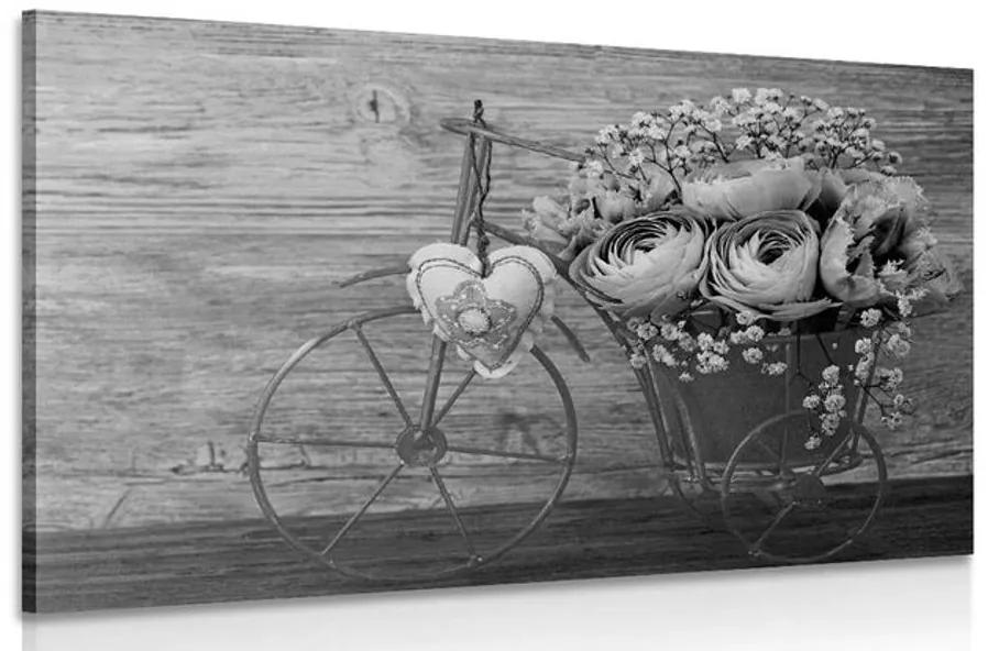 Obraz čiernobiele kvety vo vintage váze Varianta: 120x80
