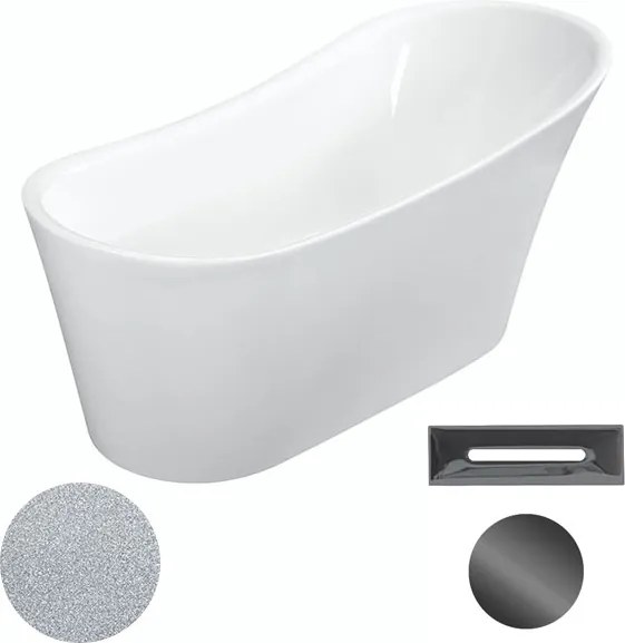 Besco Akrylátová voľne stojaca vaňa Calima Glam S 170x74 BESCO-Typ výpuste: Click-Clack s prepadom, grafit, BESCO-Rozmery: 170x74, BESCO-Farba: Biela…
