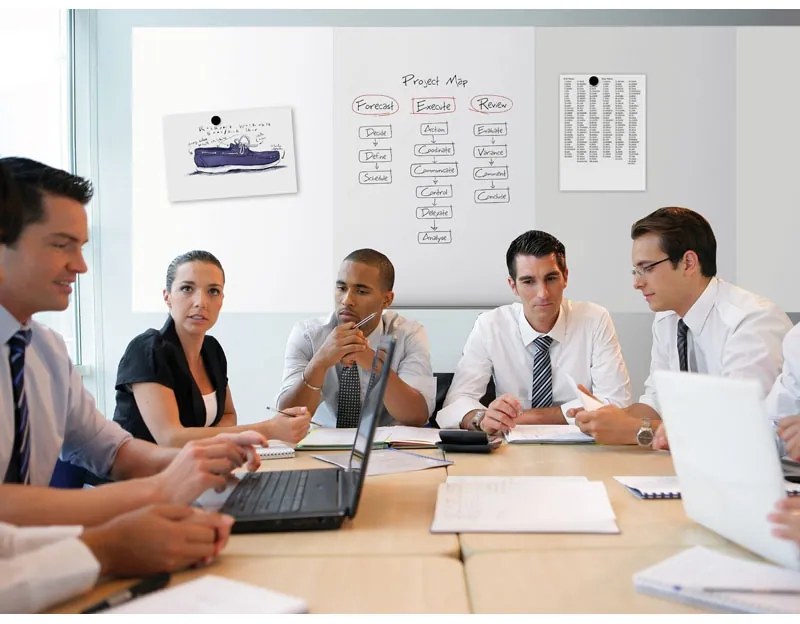 Bezrámová biela popisovacia tabuľa, magnetická, 1480 x 980 mm