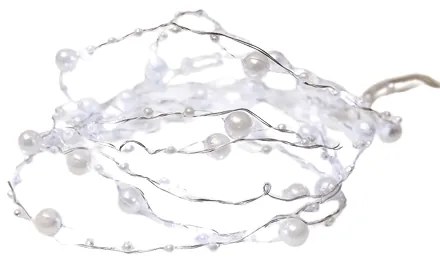 ACA Lighting LED dekoračná girlanda - perly 20 LED, studená biela farba, 2x batéria AA, 200 cm, IP20
