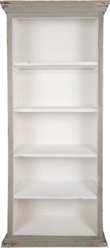 Bielo-šedá antik drevená knižnica Christiane - 80*36*195 cm