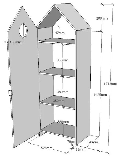 Sivá domčeková šatníková skriňa Vipack Casami