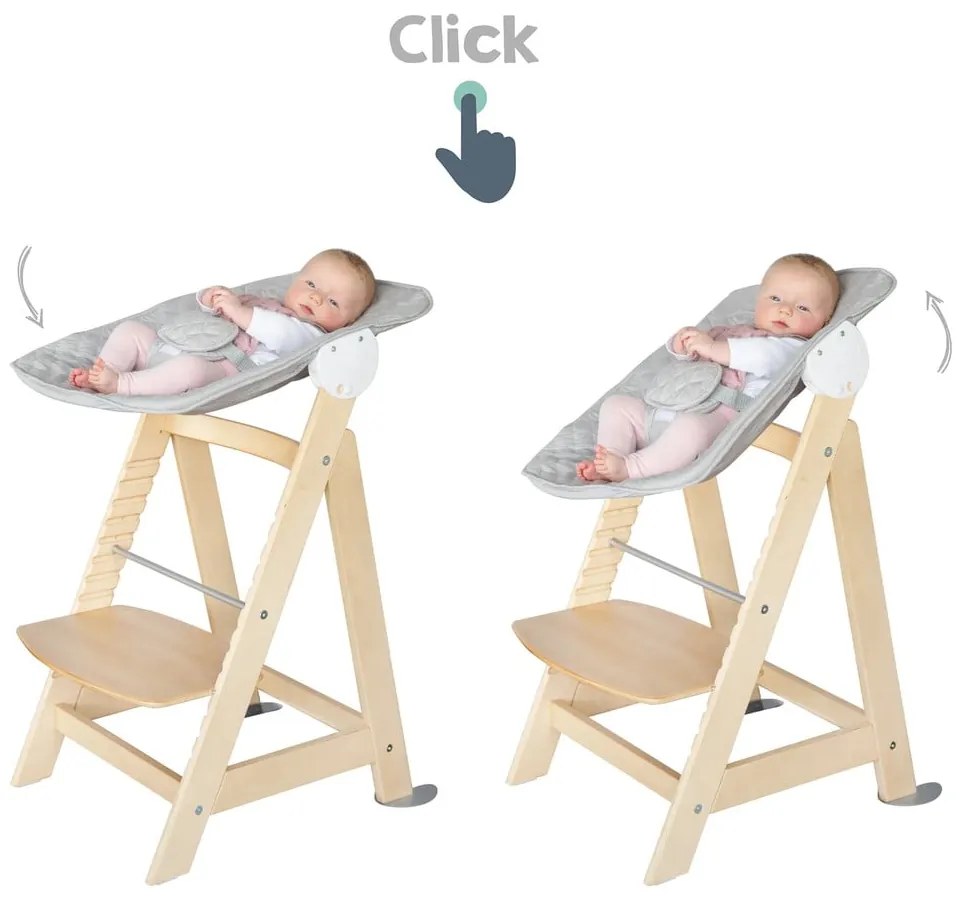 Jedálenská stolička vo svetlosivo-prírodnej farbe Style Born Up 2in1 – Roba