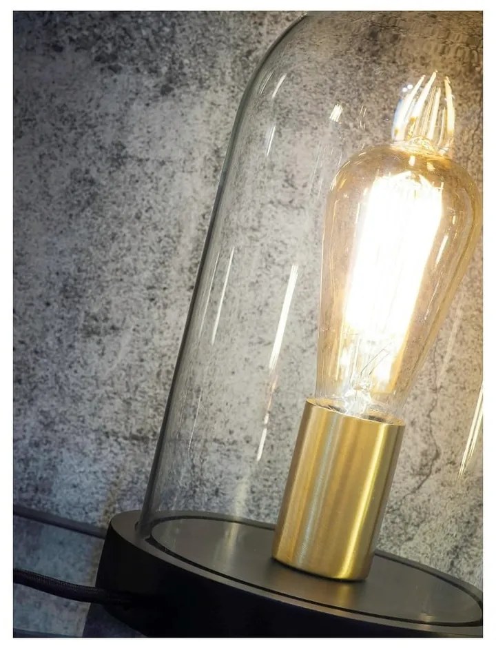 Čierna stolová lampa so skleneným tienidlom (výška 30 cm) Seattle – it's about RoMi