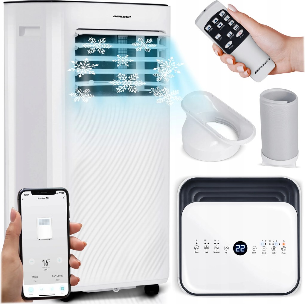 Prenosná Klimatizácia 2,6 kW 30 m2 Odvlhčovač 24 l/24 h WiFi Berdsen 9000 Btu