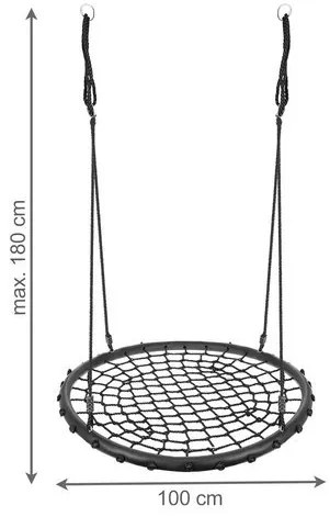 Malatec 9966 Závesný hojdací kruh 100 cm - čierny