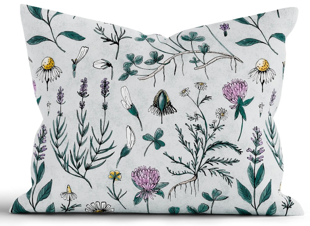 Bavlnená obliečka na vankúš Renforcé 70 × 90 cm - Herbár mentolový