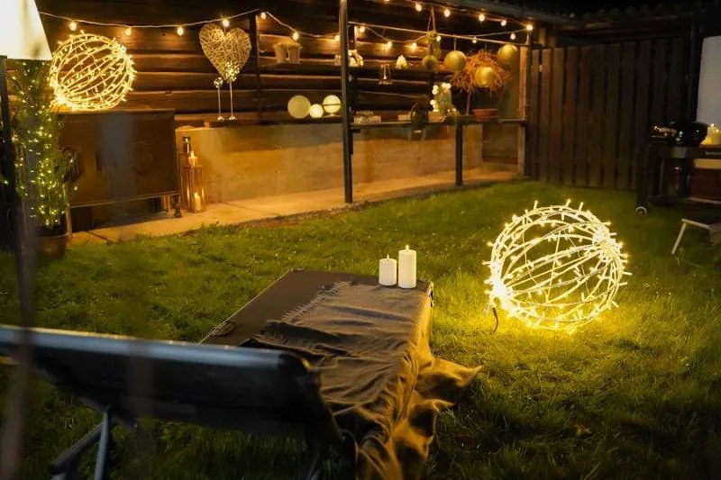 DECOLED Svetelná guľa LED, teplá biela, priemer 80 cm