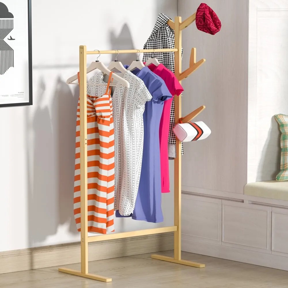 Bambusový stojan na oblečenie RADO, 66x40x163,3cm, hnedá Casaria