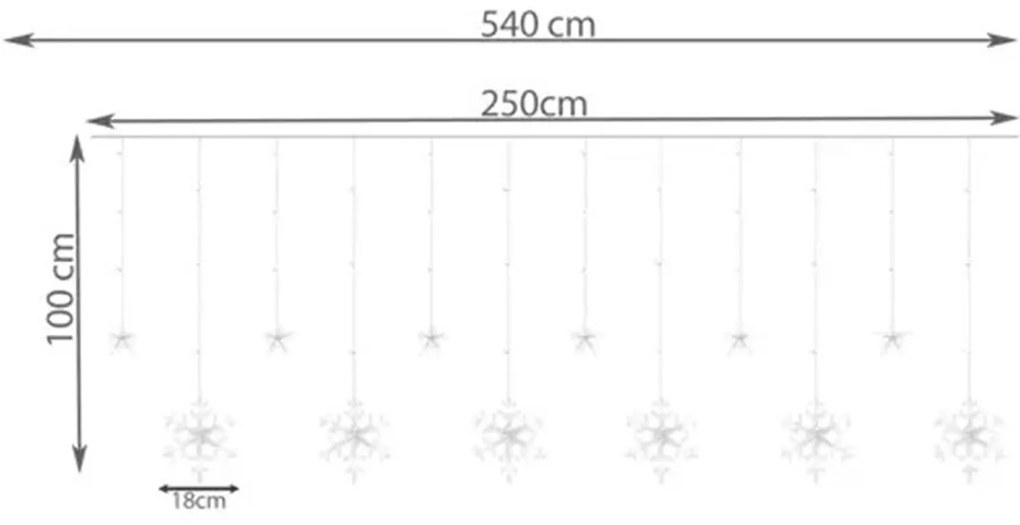 Svetelný záves - hviezdičky, 138 LED | teplá biela