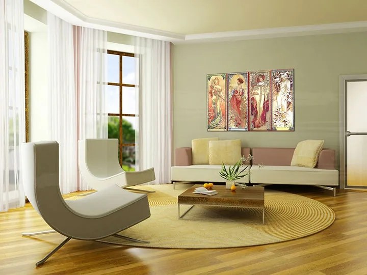 Obraz na plátne 1 dielny ŠTYRI ROČNÉ OBDOBIA – Alfons Mucha 000 REP004