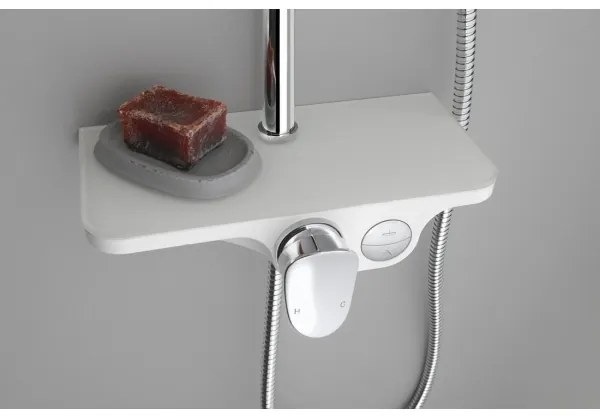 Aqualine - Sprchová súprava s batériou lesklý chróm/biela