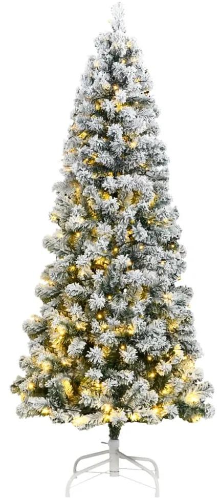 Umelý výklopný vianočný stromček 300 LED a snehové vločky 210cm 3210475